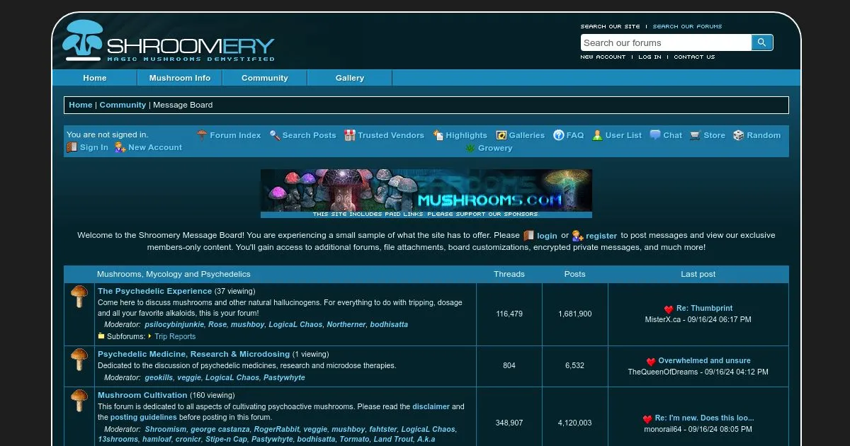 Shroomery - Mushroom Cultivation and Psychedelic Community Forum